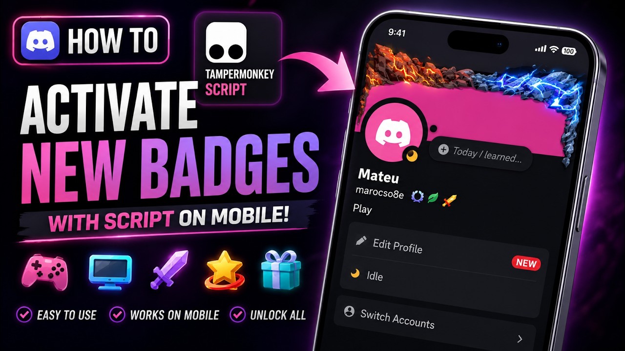 📱HOW TO ACTIVATE THE NEW DISCORD BADGES ON MOBILE! | Tampermonkey Script Tutorial 2026
