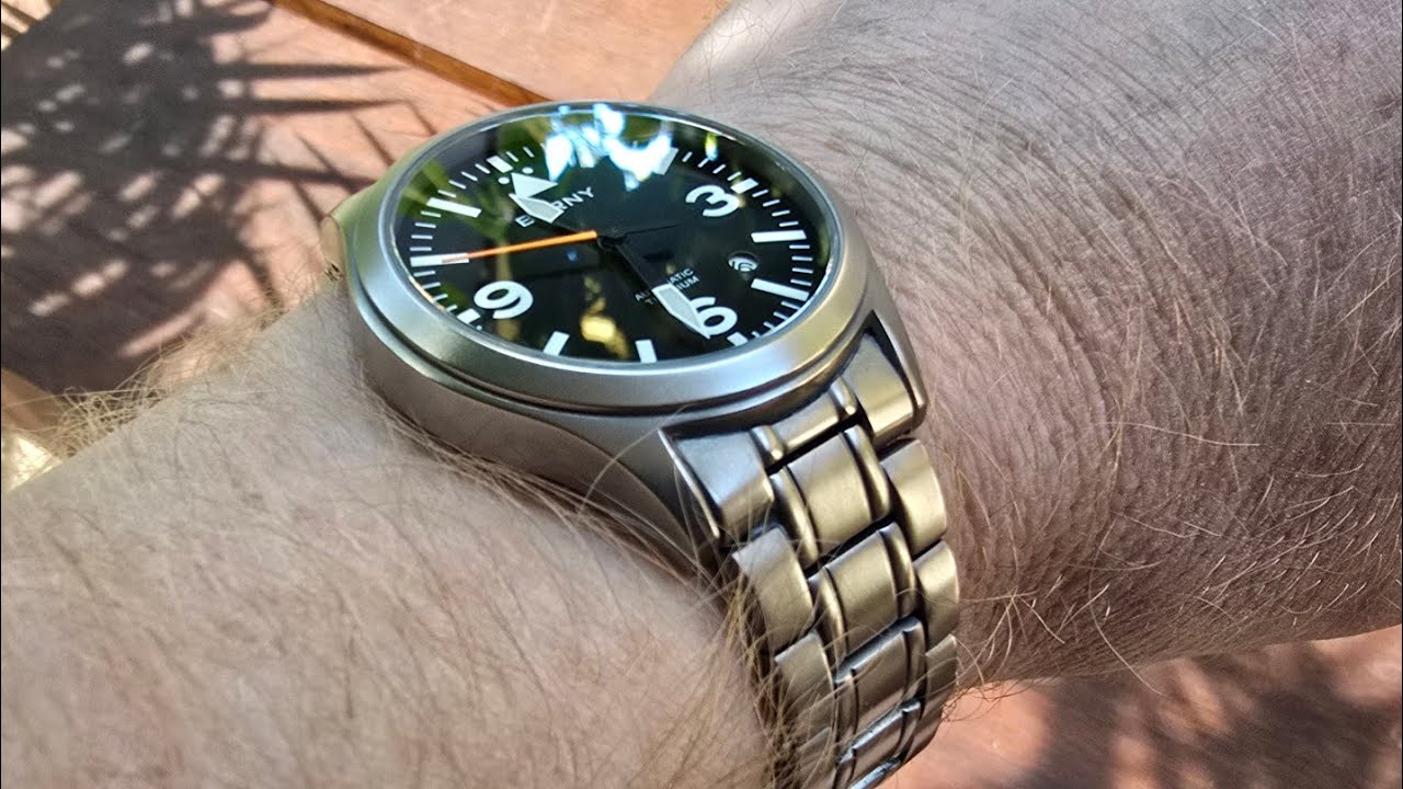 Berny Automatic Titanium Pilot Watch AMT143MS-A 40mm - Polished! Read description for instructions