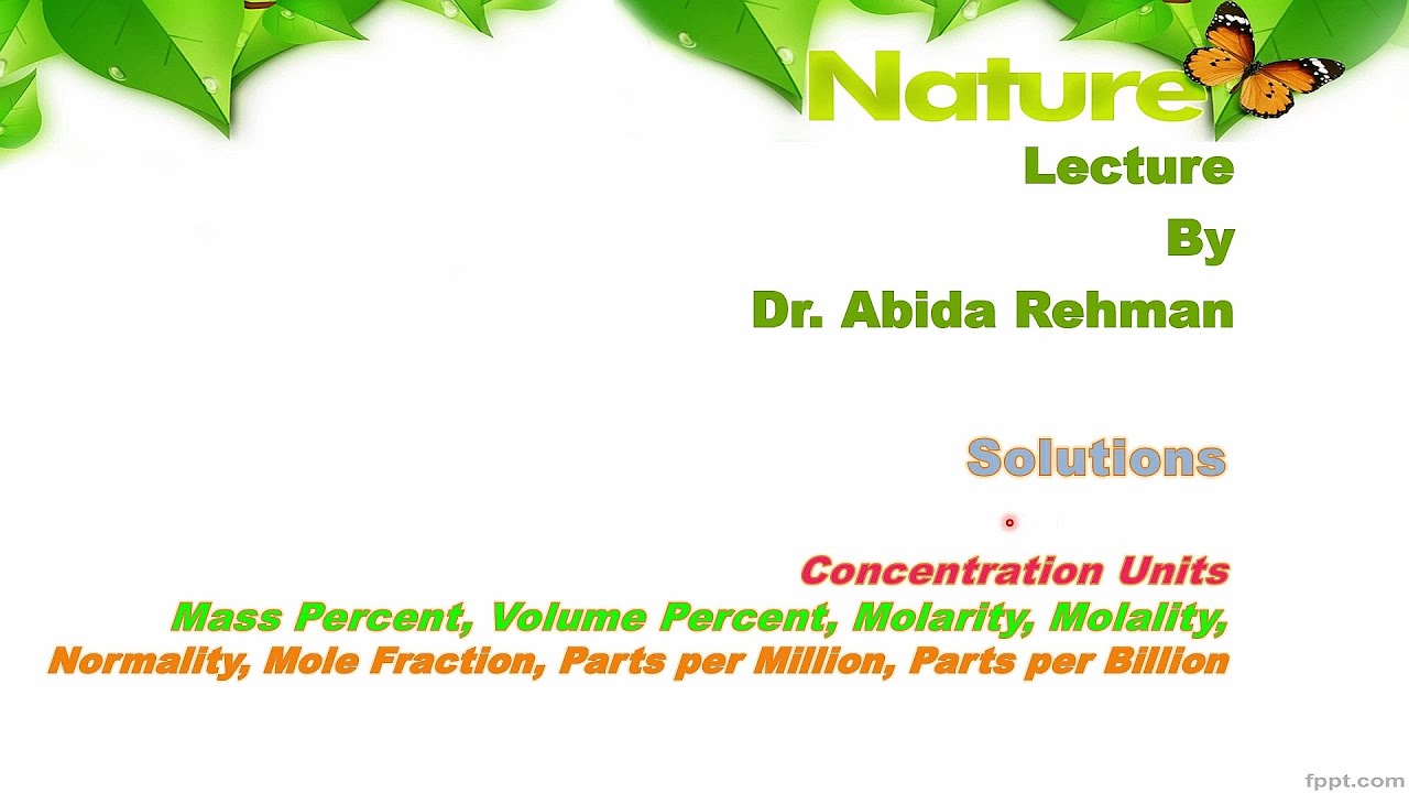 Concentrations Units Used for Solutions (Urdu/Hindi/English)