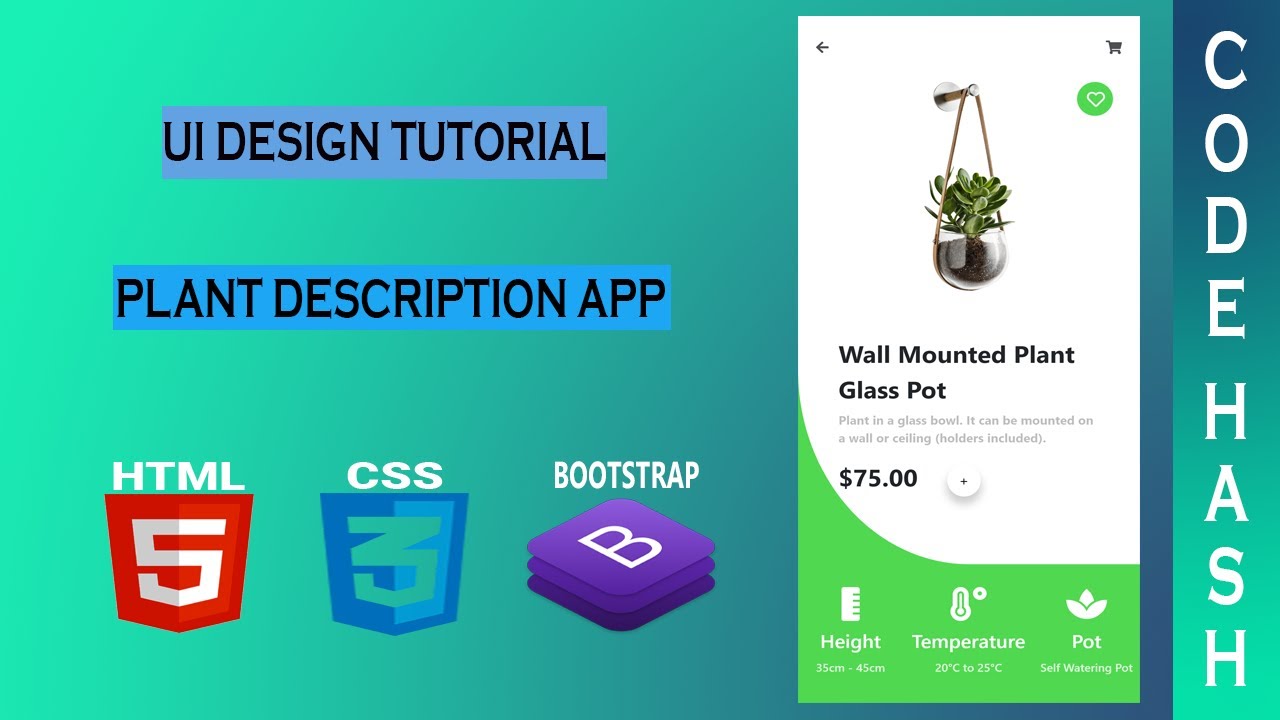 UI Design Tutorial - Plant Description App UI | HTML CSS BOOTSTRAP