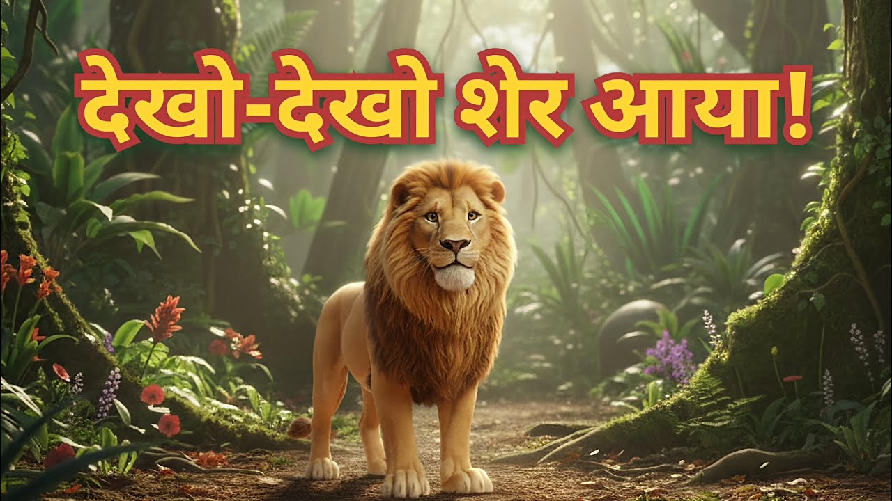 देखो देखो शेर आया 🦁 | Lion Rhyme | Hindi Kids Song