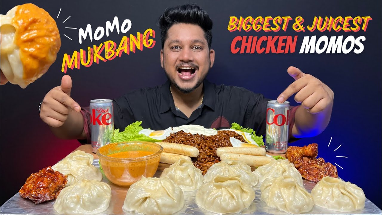 BIGGEST JUICIEST CHICKEN MOMO EVER😱🔥BIG MOMO CHALLENGE | BLACK BEAN NOODLES | KOREAN FRIED CHICKEN