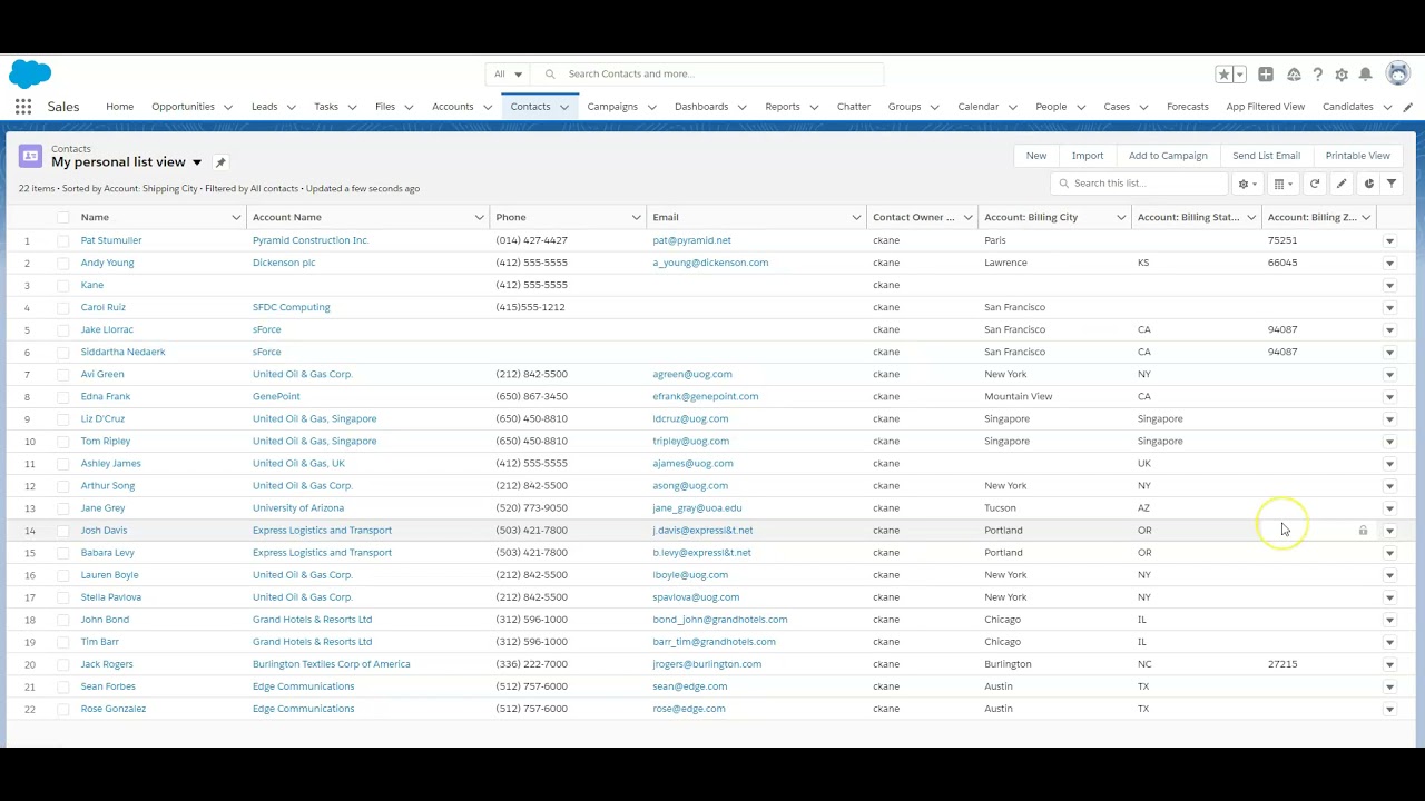 Salesforce End User Training - Creating and Filtering a List View