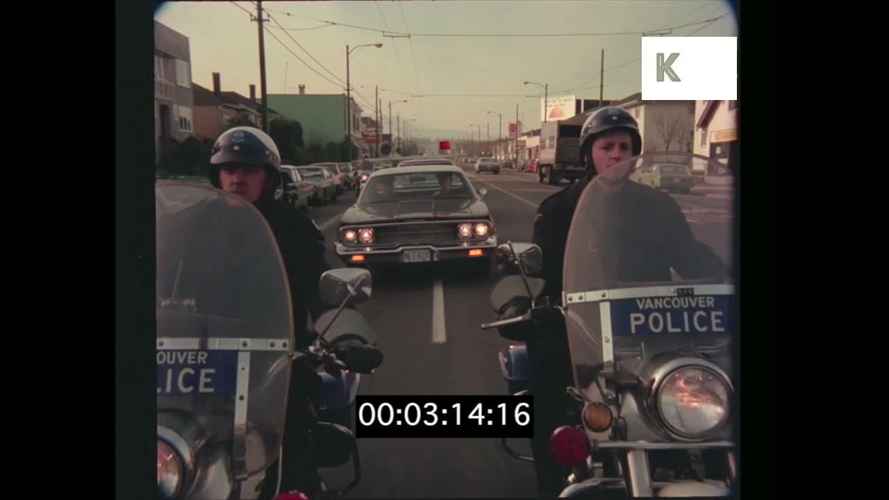 1970s Vancouver, Canada, Mounted Police, Motorcade, 35mm