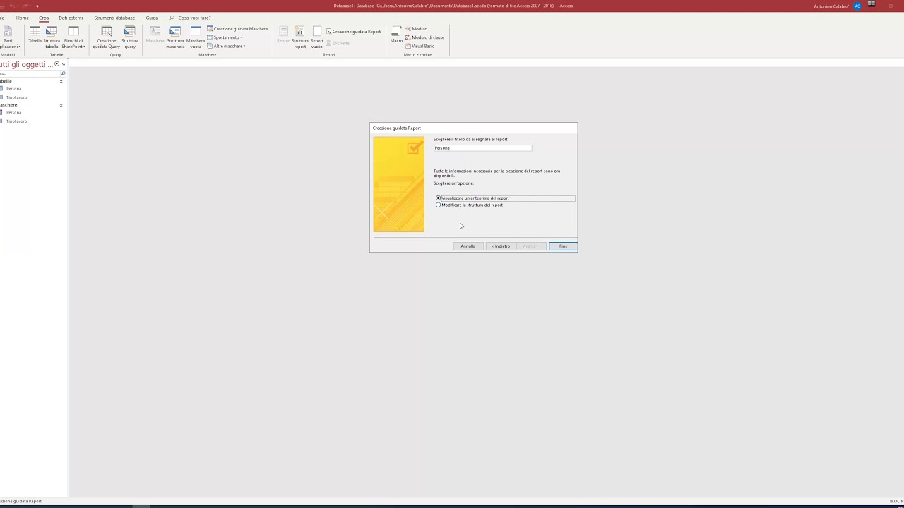Access - Come creare un report