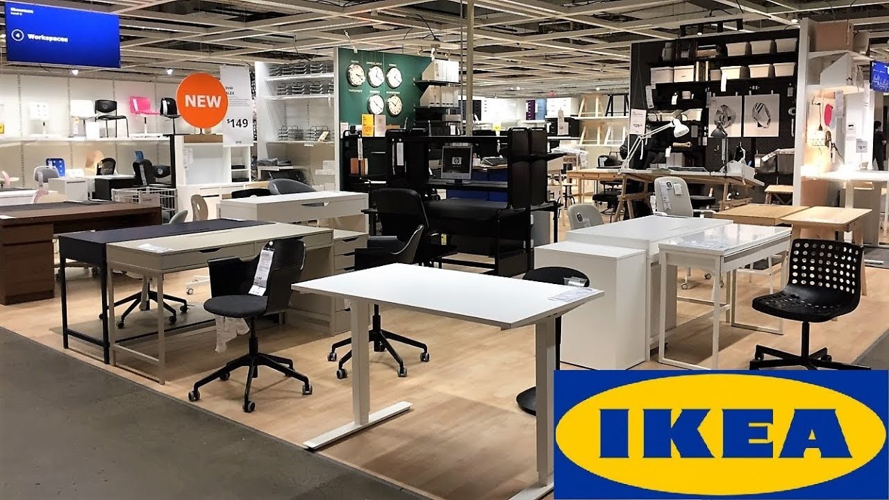 IKEA DESKS TABLES CHAIRS WORKSPACE FURNITURE - SHOP WITH ME SHOPPING STORE WALK THROUGH 4K