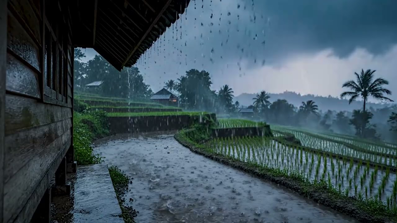 Heavy Rainy day in village ASMR Relaxing and Stress Relief | Relaxing ASMR Nature Sounds Ambience