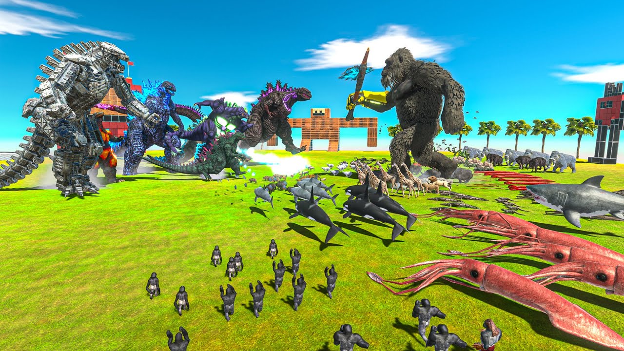 Godzilla vs. Animals + King Kong Gauntlet - Animal Revolt Battle Simulator