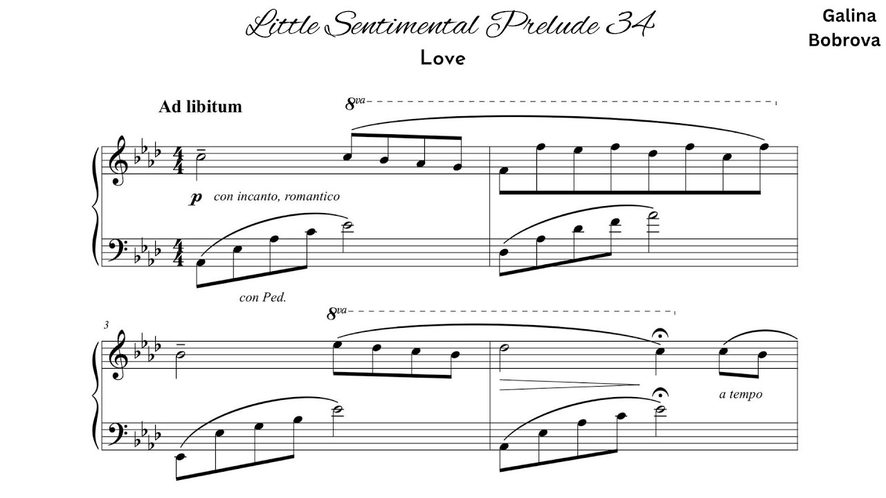 Galina Bobrova «Little Sentimental Prelude 34 'Love'» for piano