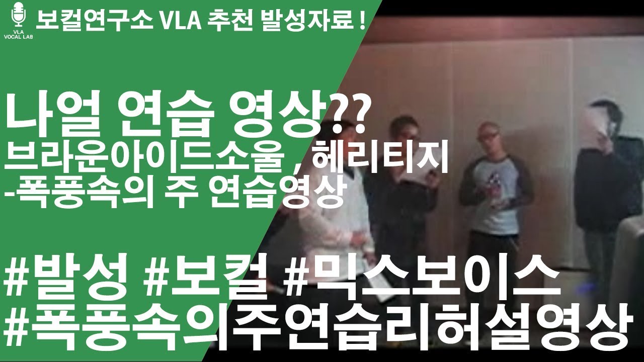[보컬연구소 VLA] 브라운아이드소울 X 헤리티지  - 폭풍속의 주 연습영상 Live !