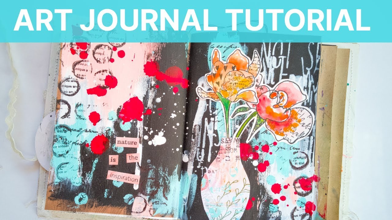 Art Journal with Me - Black Gesso Background & Rubber Dance Stamps