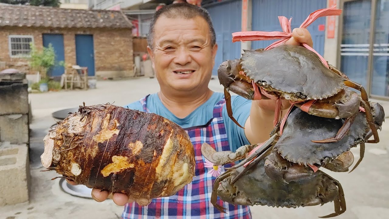 860買7只膏蟹，阿胖山做“芋頭膏蟹”，滿膏滿黃，太爽了