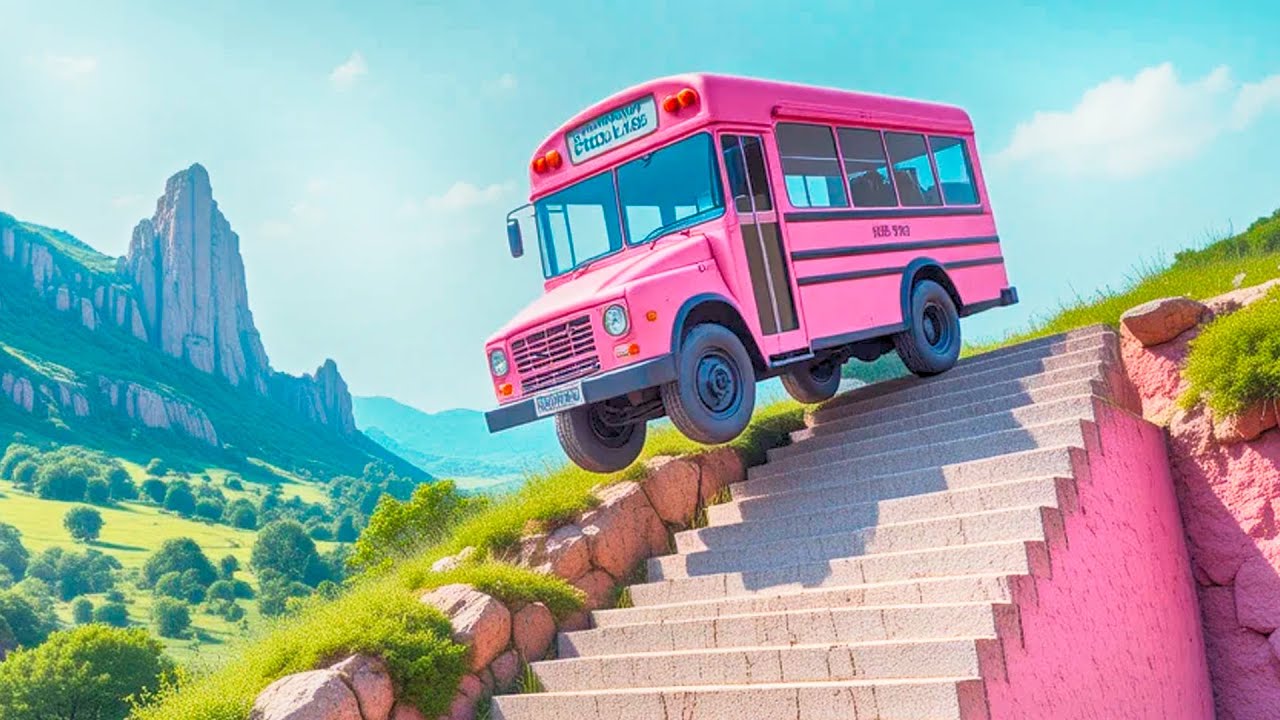 😳 School Bus vs Stairs. Would You Survive These School Bus Crashes. DEADLY RACE - 