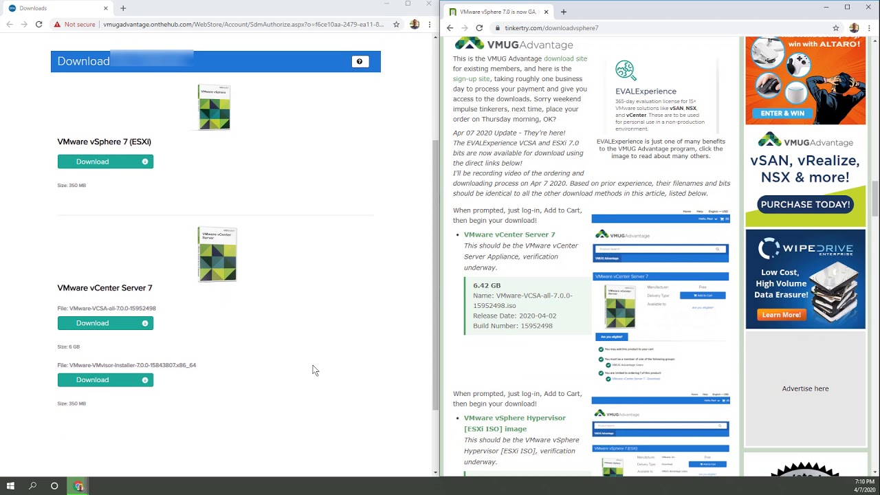 How to download your vSphere 7 [VCSA/ESXi] files and license keys from VMUG Advantage EVALExperience