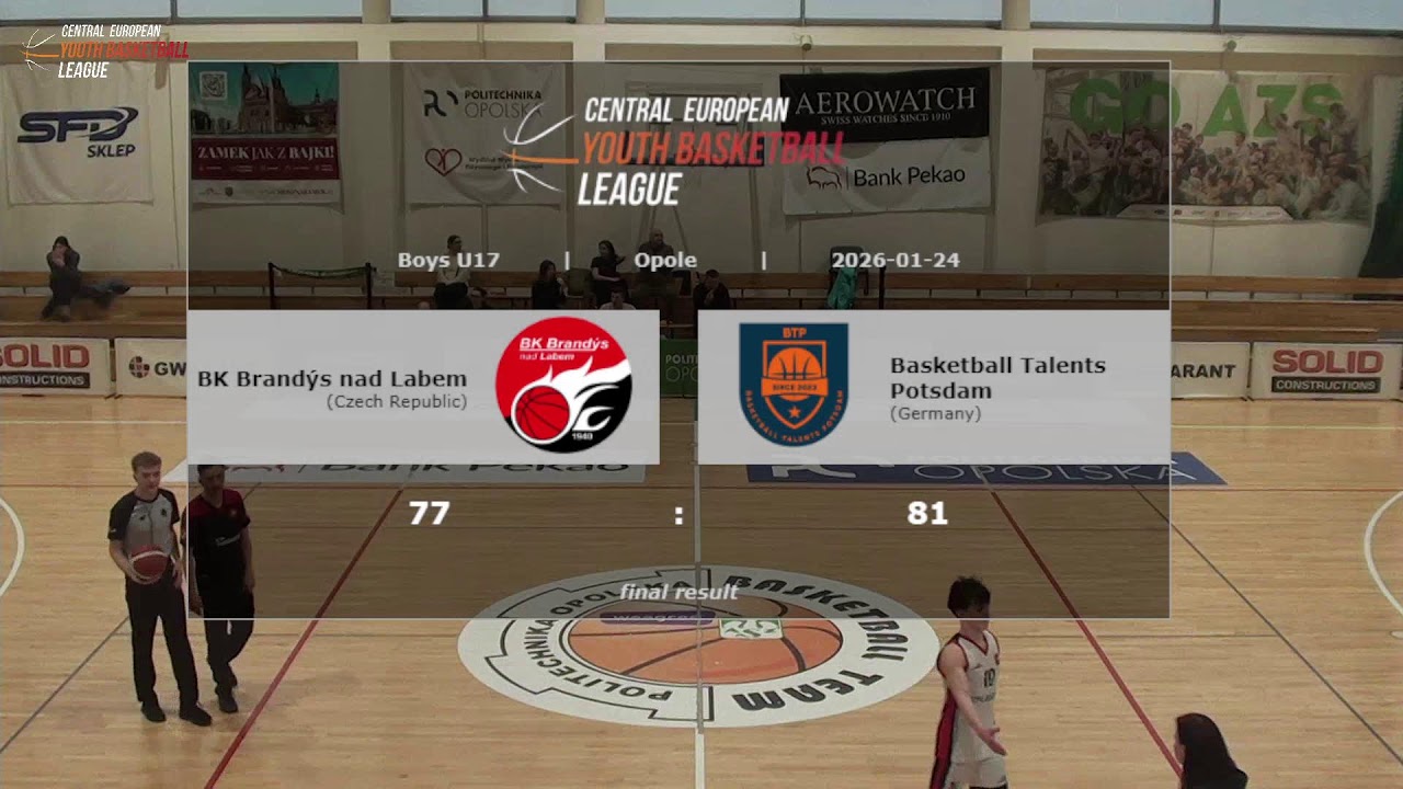 CEYBL U17, 24. 1. 2026, BK Brandýs - Basketball Talents Potsdam