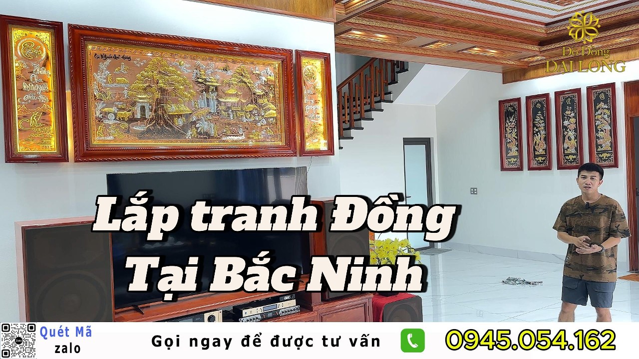 Tranh Đồng Cội Nguồn Quê Hương + Cha mẹ + Tứ Quý hàng đẹp lắp đặt tại Bắc Ninh - Đồ Đồng Đại Long .
