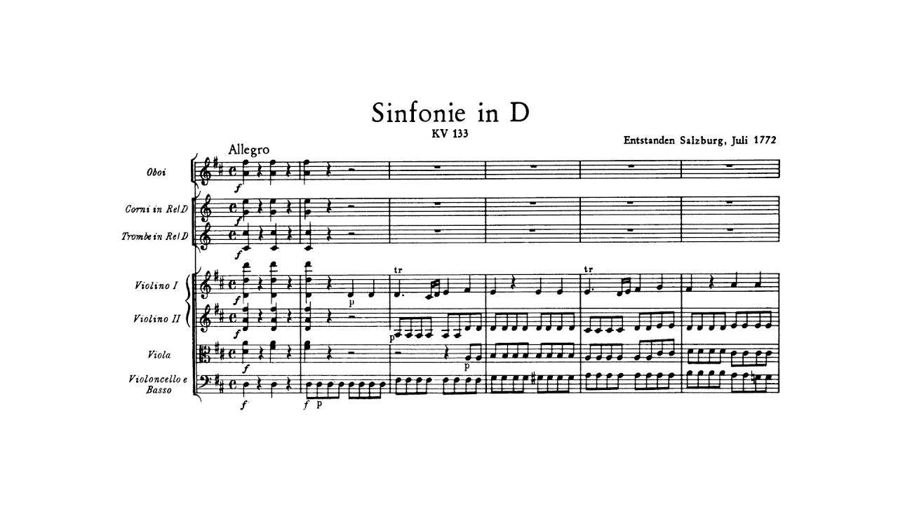 Mozart: Symphony No. 20 in D major, K. 133 (with Score)