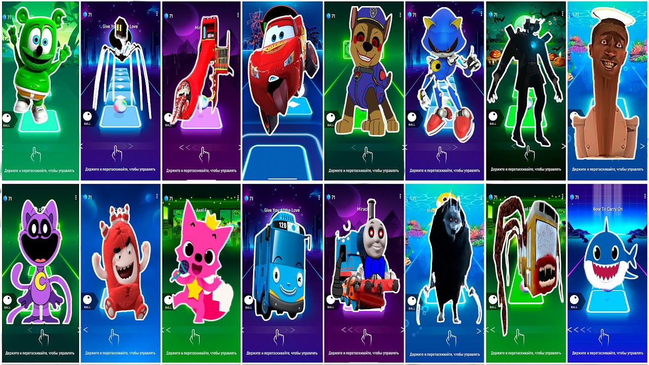 BUS EATER  🆚 SIRENHEAD 🆚 TOILET MONSTER. 🆚 HOUSE HEAD 🆚 ODDBODS | Tiles  Hop EDM Rush!