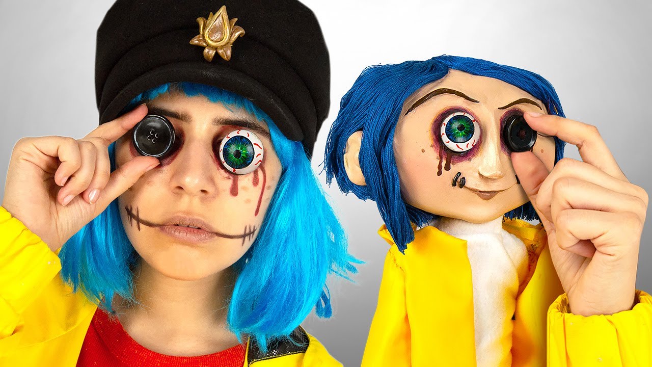 BONECA CORALINE COM ASSUSTADORES OLHOS DE BOTÃO