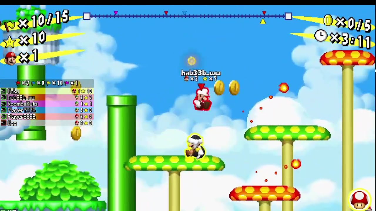 My Clips in NSMB Mario Vs Luigi Online in Sky Map💥