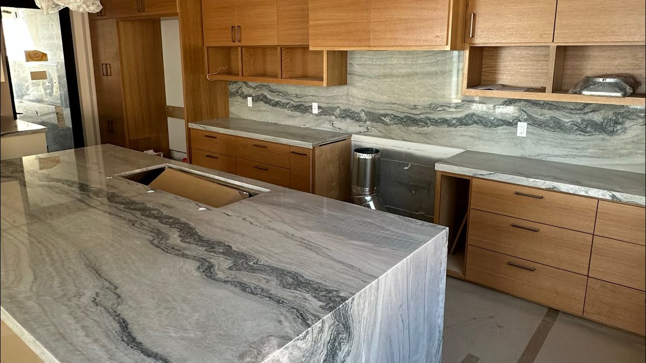 KNB TILE AND STONE Installation of exotic quartzite stone in San Carlos. 
