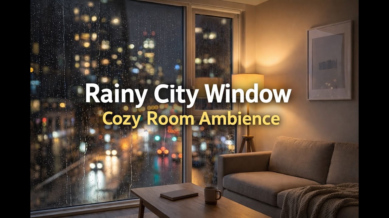 Rainy City Window & Warm Lamp Ambience | Cozy Apartment Night | 8 Hours for Sleep, Focus & Relax