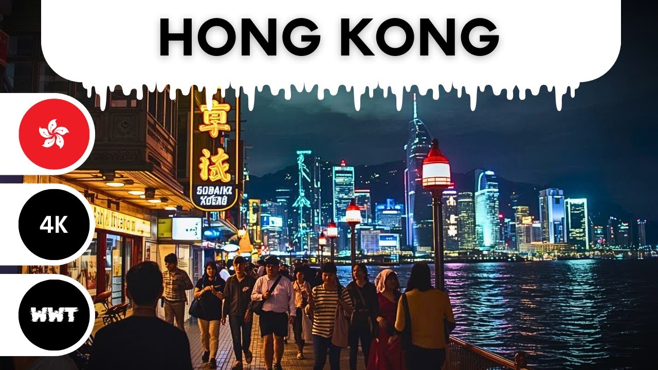 Vibrant Hong Kong Victoria Harbour Night Walk 4K - Coastal Night Vibes