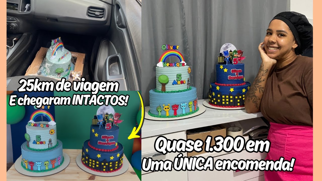 PRODUZINDO E ENTREGANDO 2 BOLOS DE 8kg PARA A MESMA CLIENTE! Minha rotina trabalhando em casa