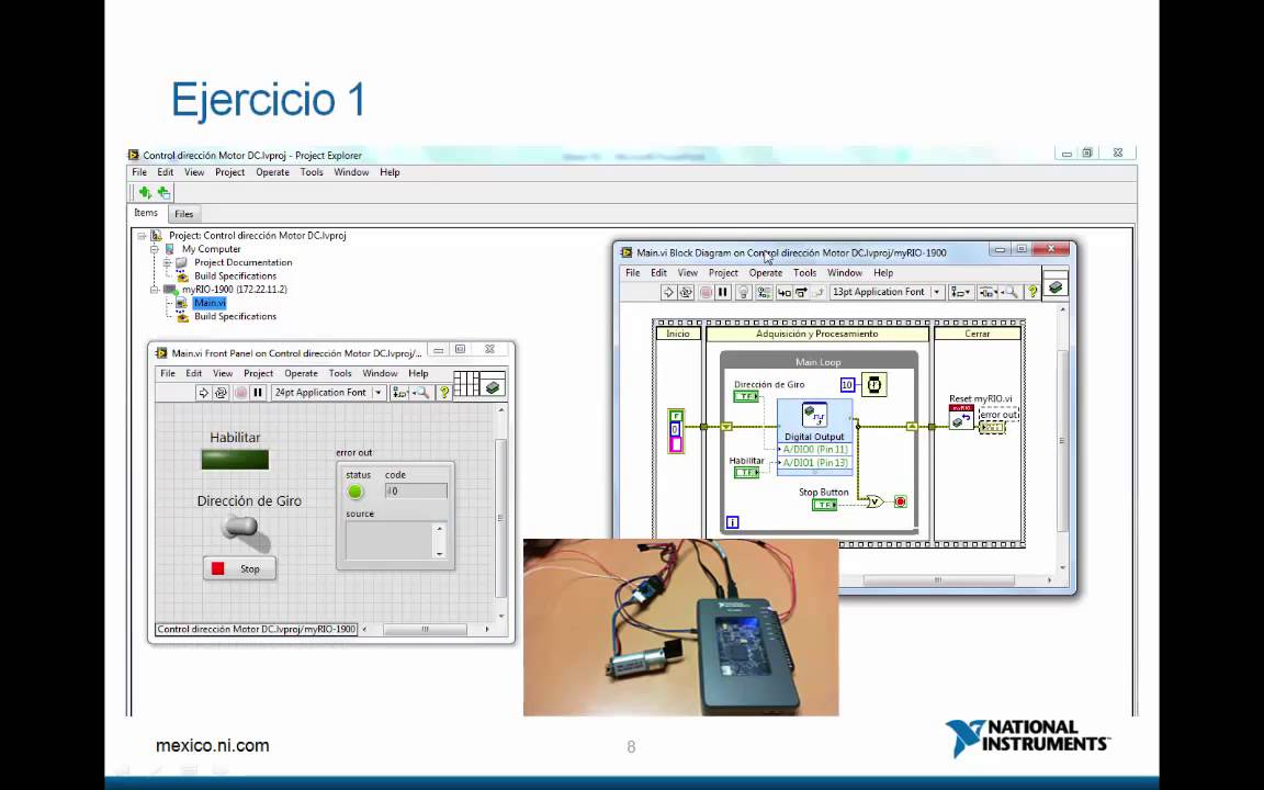 Control, Dirección y PWM Motor DC con NI myRIO