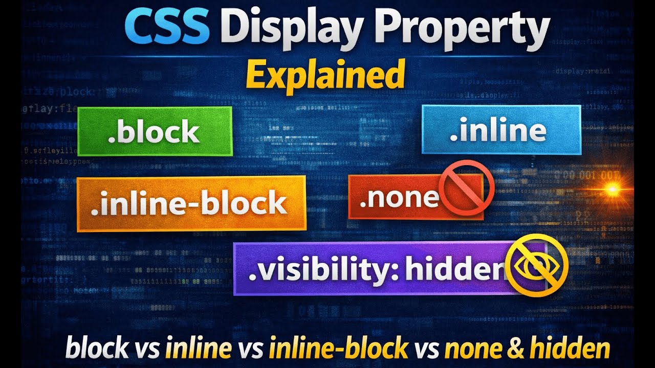 CSS Display Property Explained in Depth | Master block, inline , inline-block , none