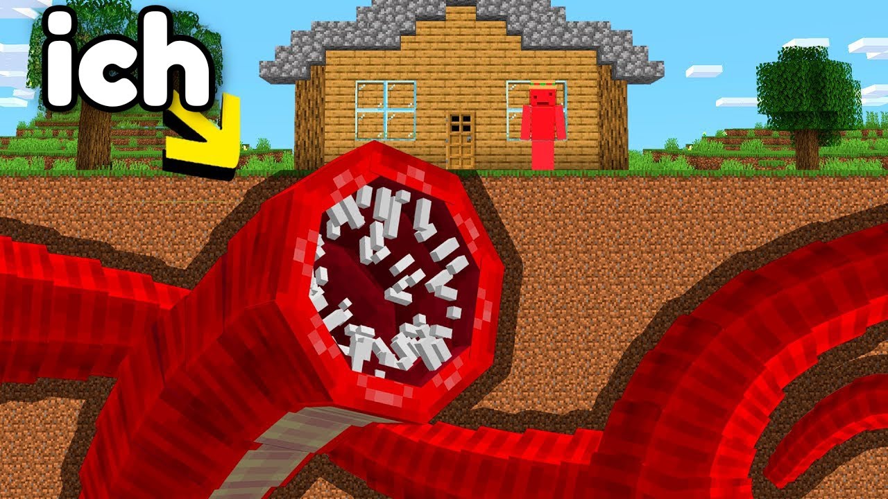 Ich habe mich in Minecraft in einen riesigen Wurm verwandelt!
