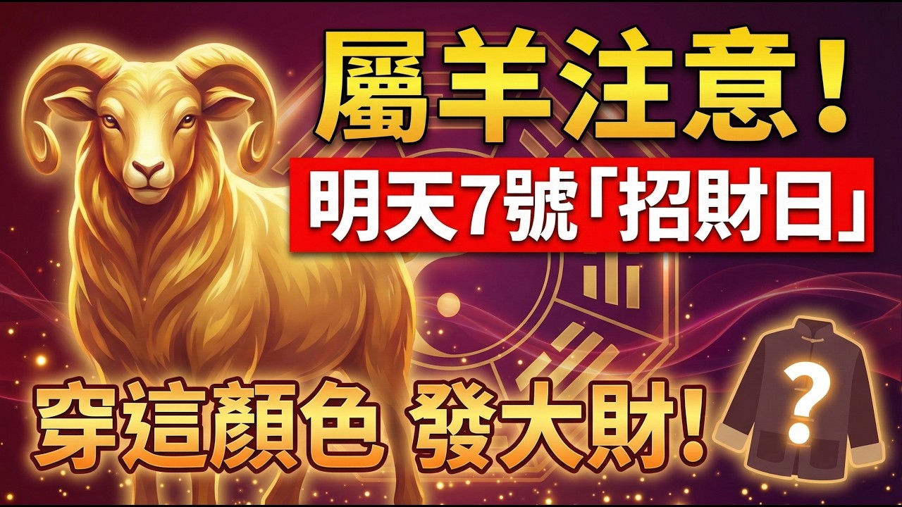 【屬羊注意】明天3月7號，農曆正月十九是「招財日」，一定要穿『這顏色』！讓你財源滾滾來！#屬羊2026運勢 #2026生肖羊運勢 #招財顏色 #五行 #開運顏色 #風水 #幸運顏色 #生肖羊 #屬羊