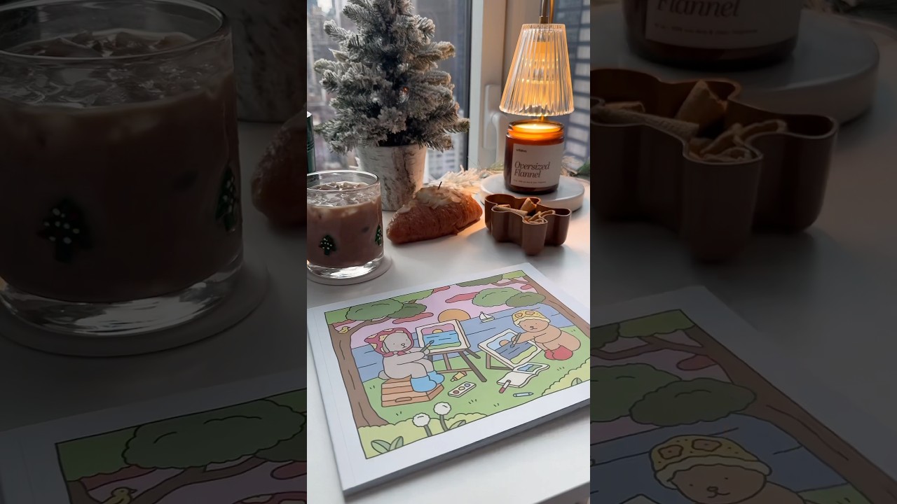 Cold rainy days call for coloring 🧸 #colorwithme #coloring #asmr #cozy #winter #aesthetic #relaxing