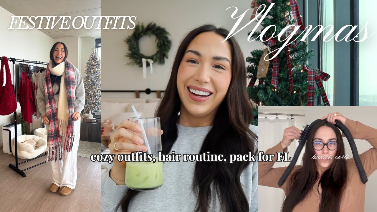 VLOGMAS Day 2 | Hair Routine, Festive Comfy Outfits, Packing for Florida
