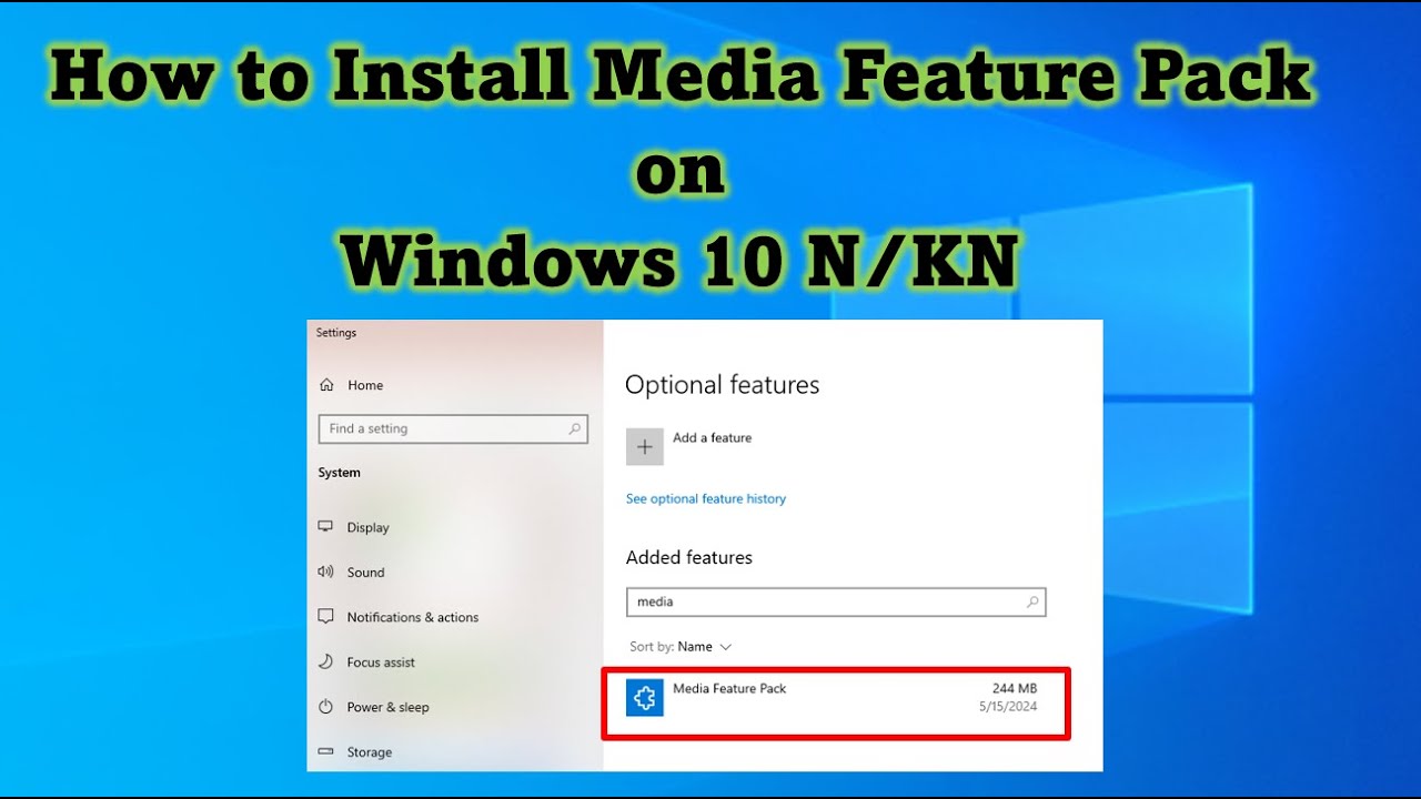 How to Install Windows Media Pack  -  Windows 10 N Pro