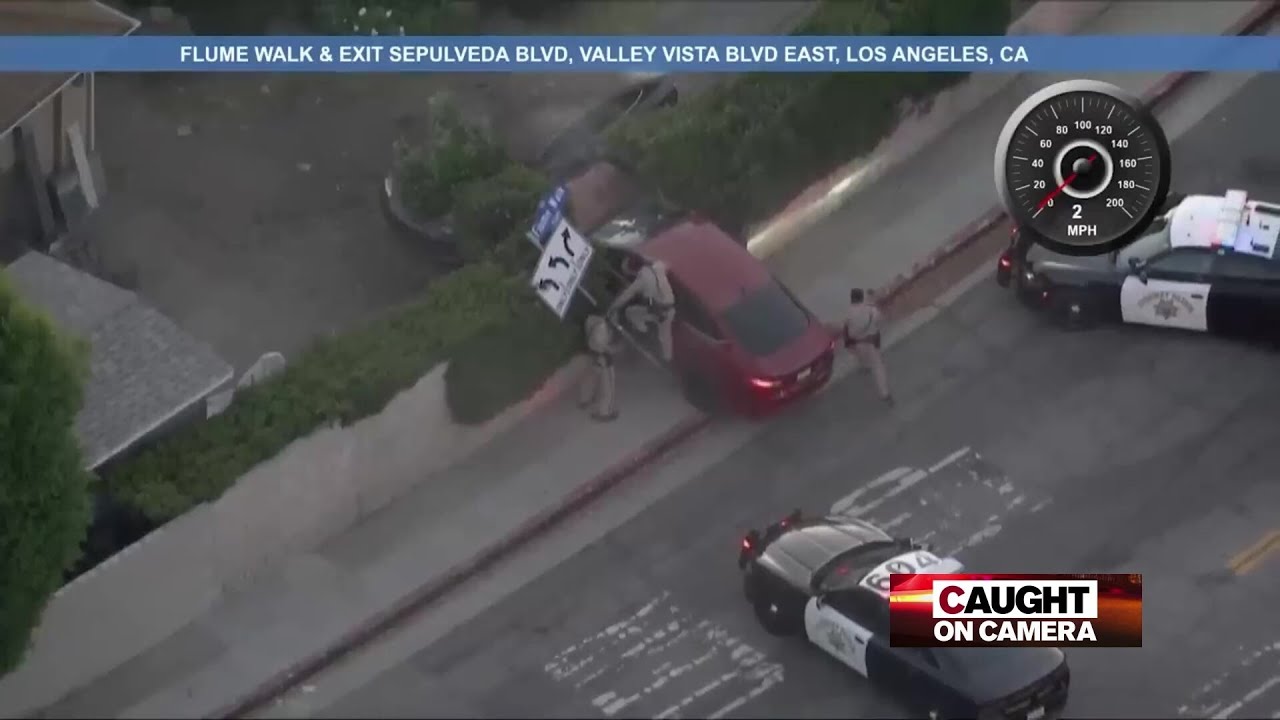 DUI Pursuit Suspect Crashes into Wall - Caught on Camera