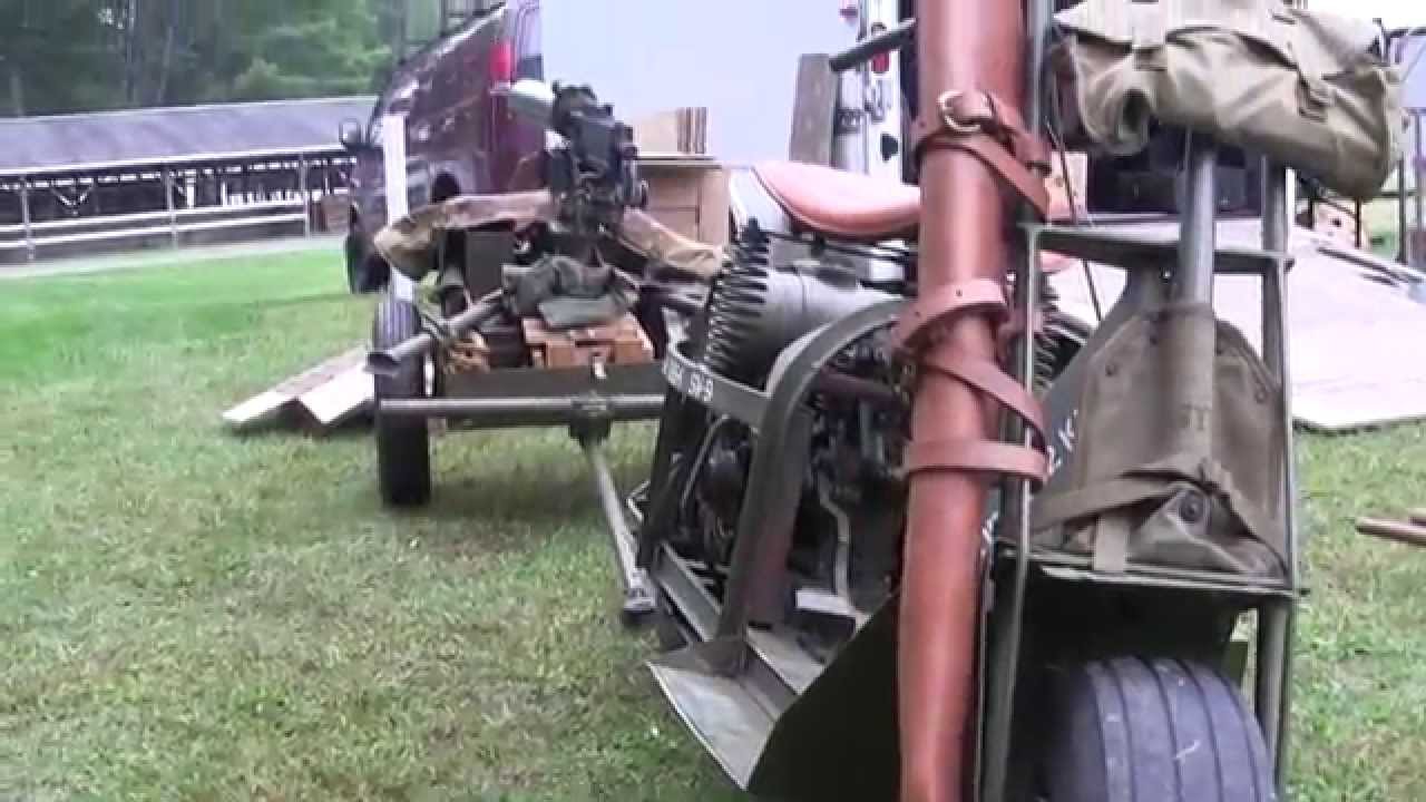 WWII Cushman M53 Airborne scooter, M3A4 ammo cart, and M1917 detail walk around video
