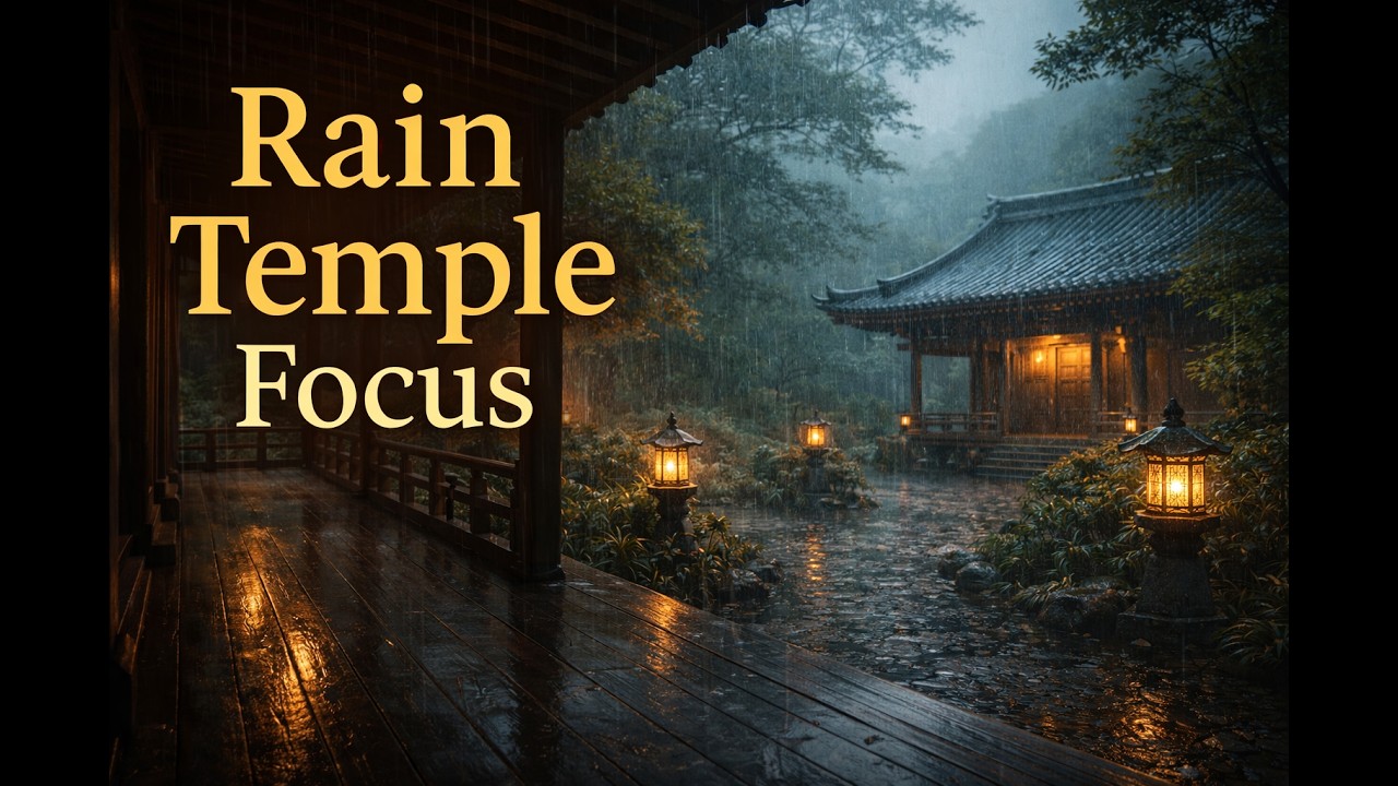 Kyoto Rain Temple Focus  Deep Work Music in a Japanese Rainy Night 1 hour