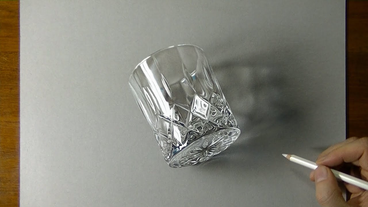 Drawing a crystal glass - How to draw 3D Art