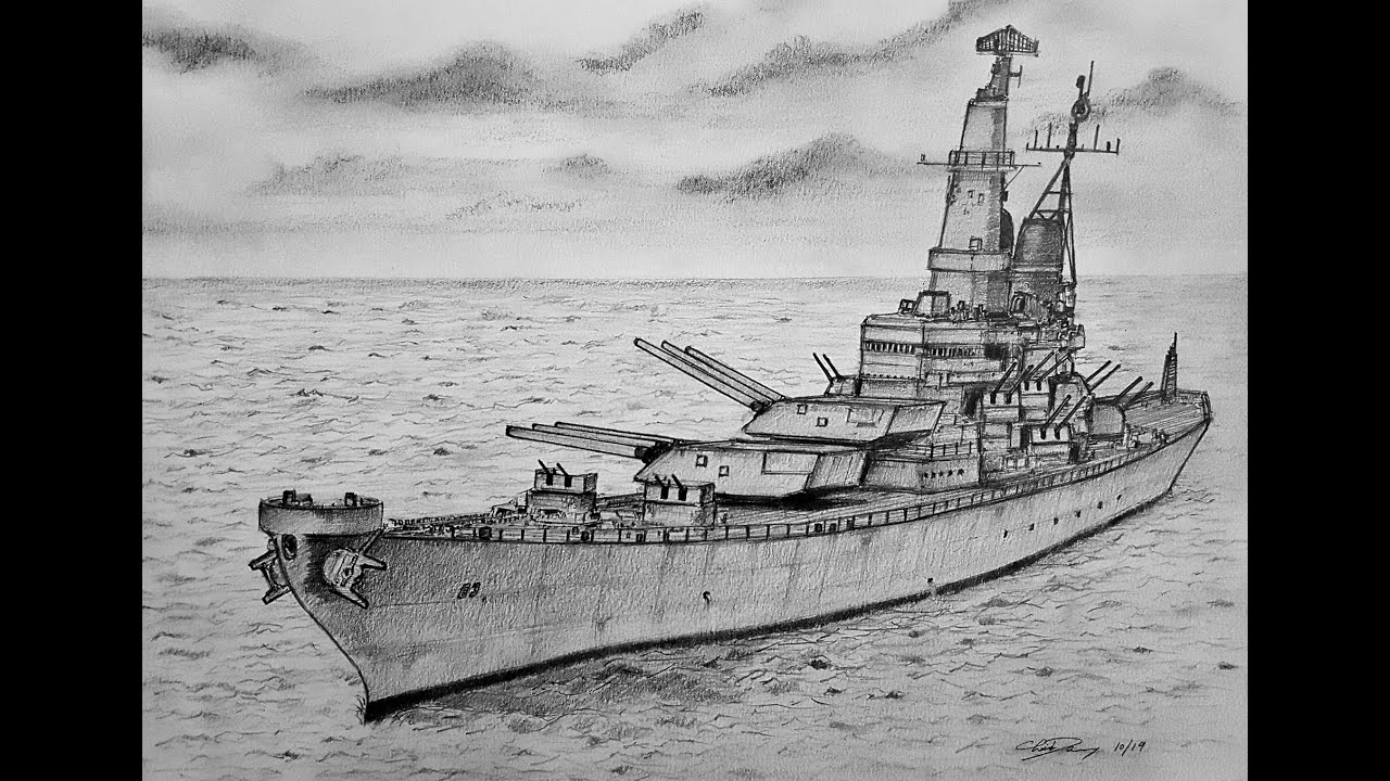 How to Draw a WWII Battleship (USS Missouri)