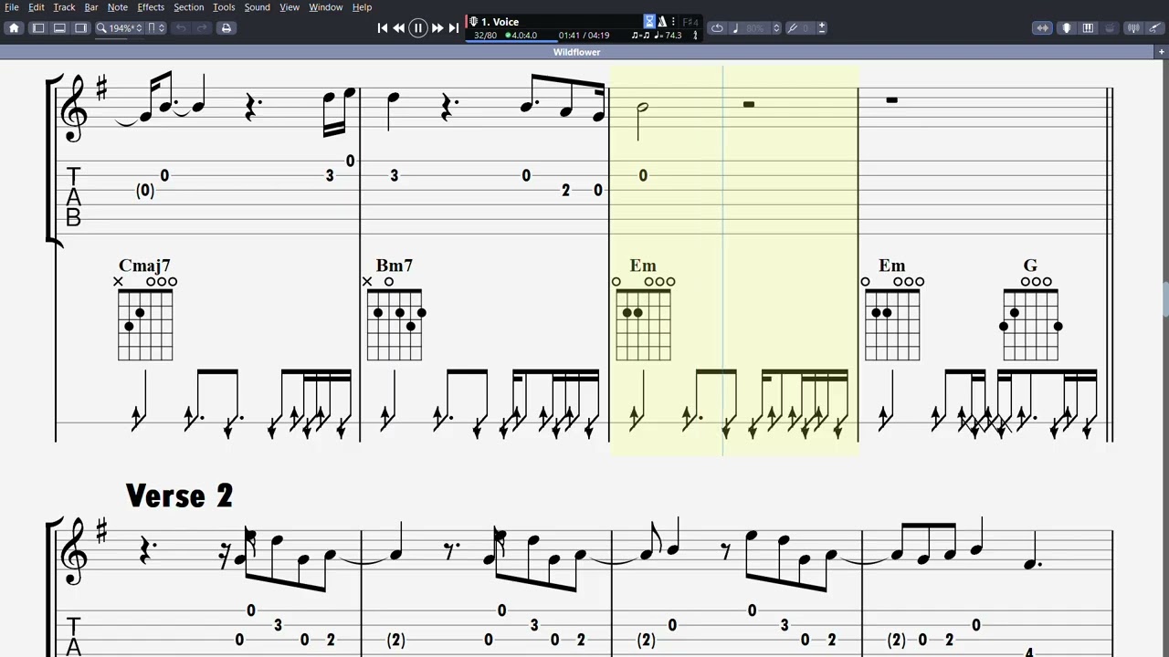 Wildflower (Billie Eilish) Easy Guitar Tab