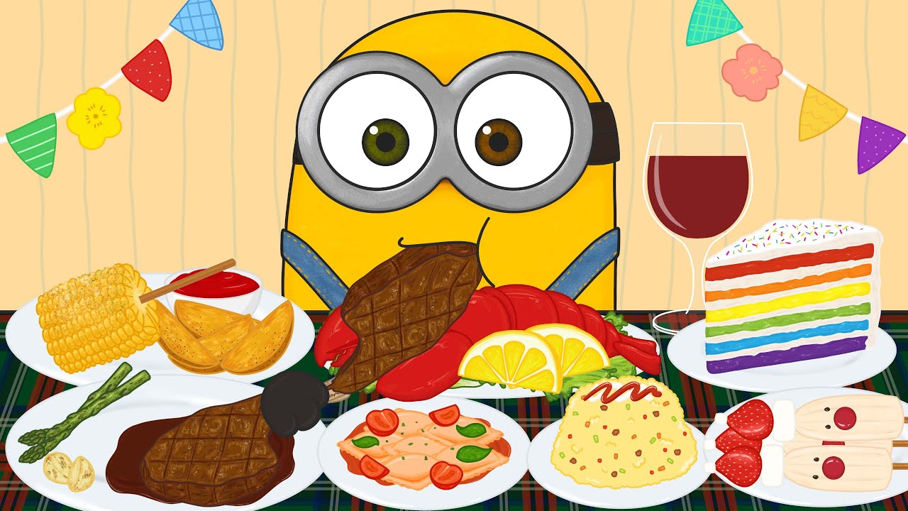 [ASMR] 미니언즈 파티음식 애니 먹방 (Minions Party Food Mukbang Animation)