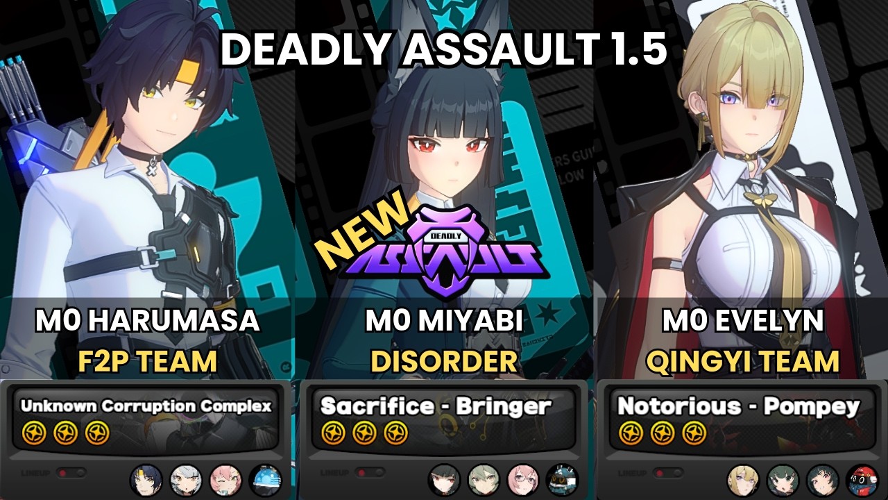 NEW Deadly Assault ZZZ | Harumasa F2P Team x Miyabi x Evelyn Qingyi | 9-Star | Zenless Zone Zero 1.5