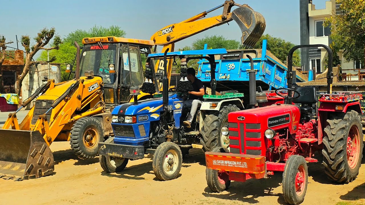 JCB 3dx Eco Loading Tractor Stuck Mud in Mahindra 475 Di Swaraj 855 Fe Eicher 485 Kubota Models #jcb