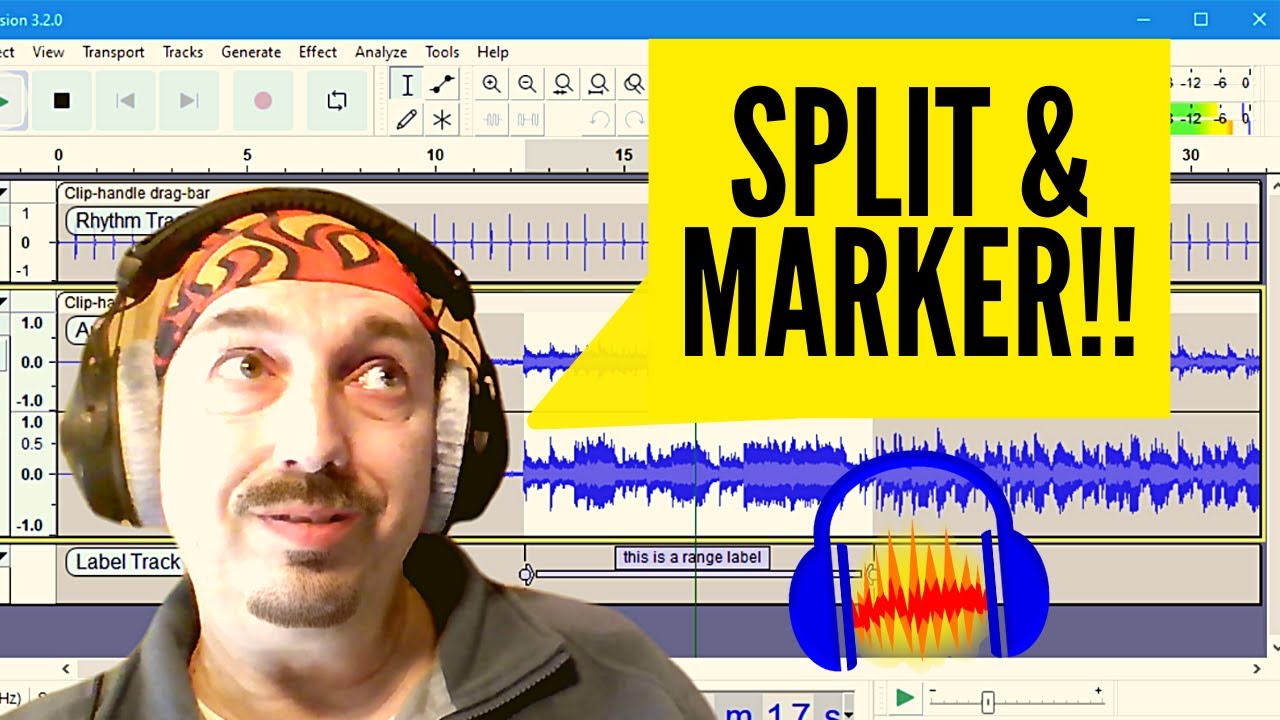 AUDACITY come dividere le tracce e inserire etichette - split e marker - tutorial in italiano
