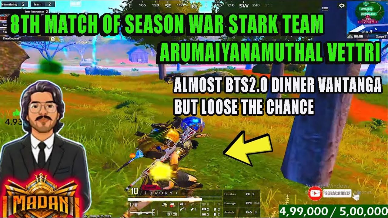 8TH MATCH OF SEASON WAR STARK TEAM ARUMAIYANAMUTHAL VETTRI BTS2.O DINNER VANTANGA BUT LOST THECHANCE