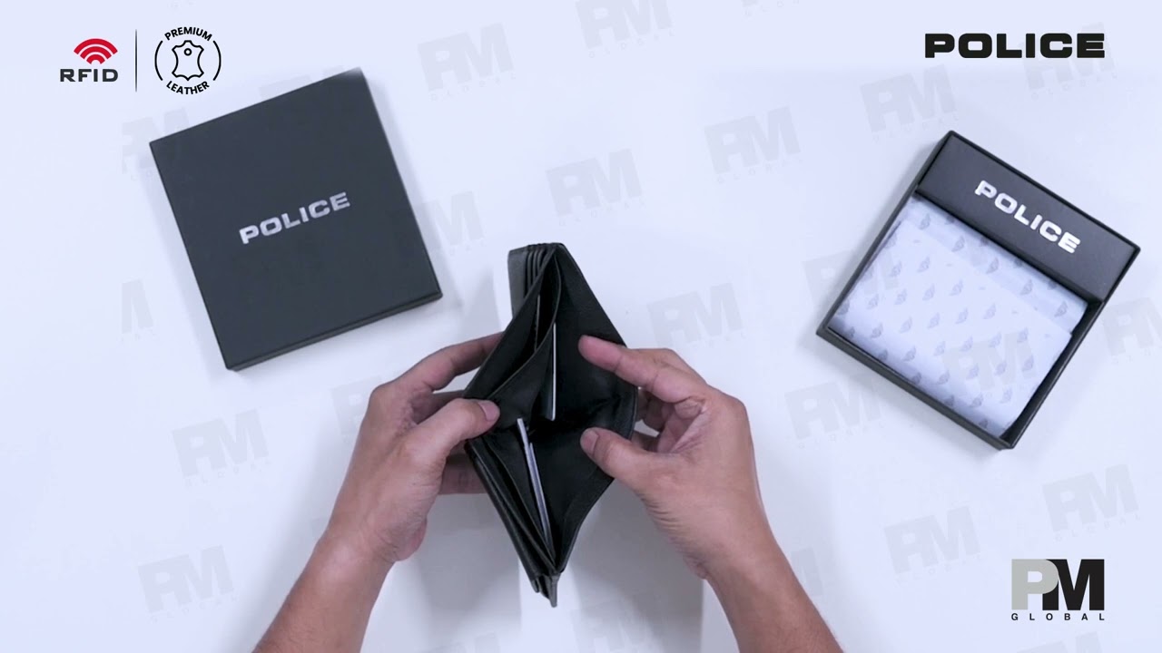 POLICE Caver RFID coin bifold leather wallet for men- Black | Genuine Leather | PM Global | Lazada