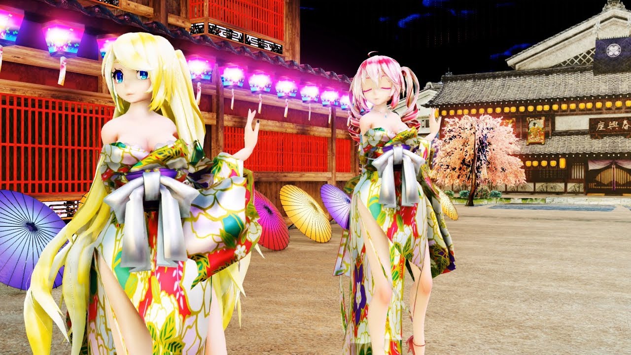 【Ray MMD 5K】SeaBreeze 鏡音リン 重音テト  Japanese Kimono