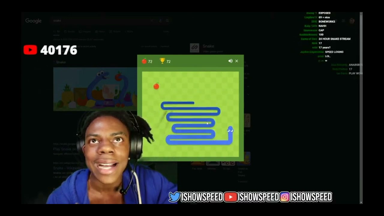 IShowSpeed Rages Playing Google Snake (Full Video)