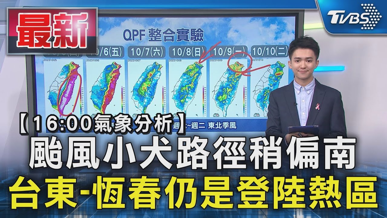 【16:00氣象分析】颱風小犬路徑稍偏南 台東-恆春仍是登陸熱區｜TVBS新聞 @TVBSNEWS01